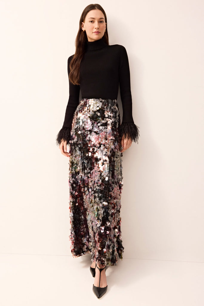 Disc Sequin Maxi Skirt