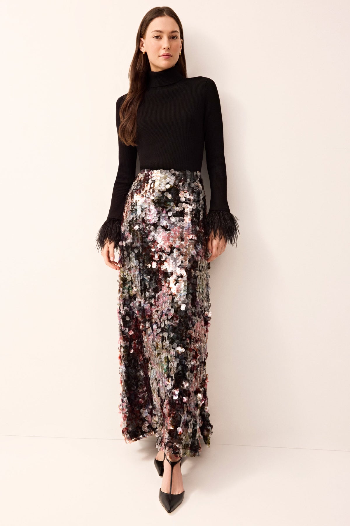 Disc Sequin Maxi Skirt