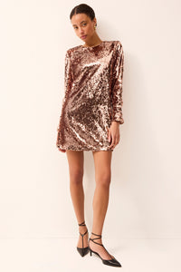 Pink mini dress with long sleeves