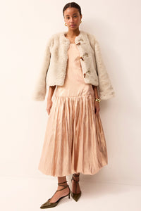 Gray faux cure long sleeve jacket with acrylic buttons 