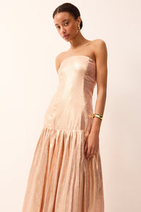 Bubble hem rose gold strapless dress 
