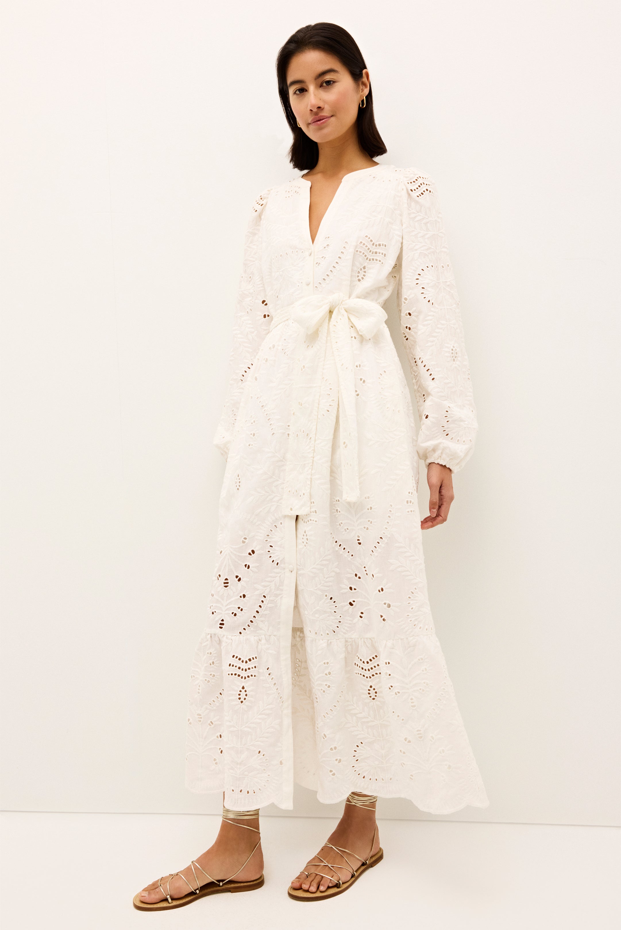 Hannon Eyelet Dress in Oyster