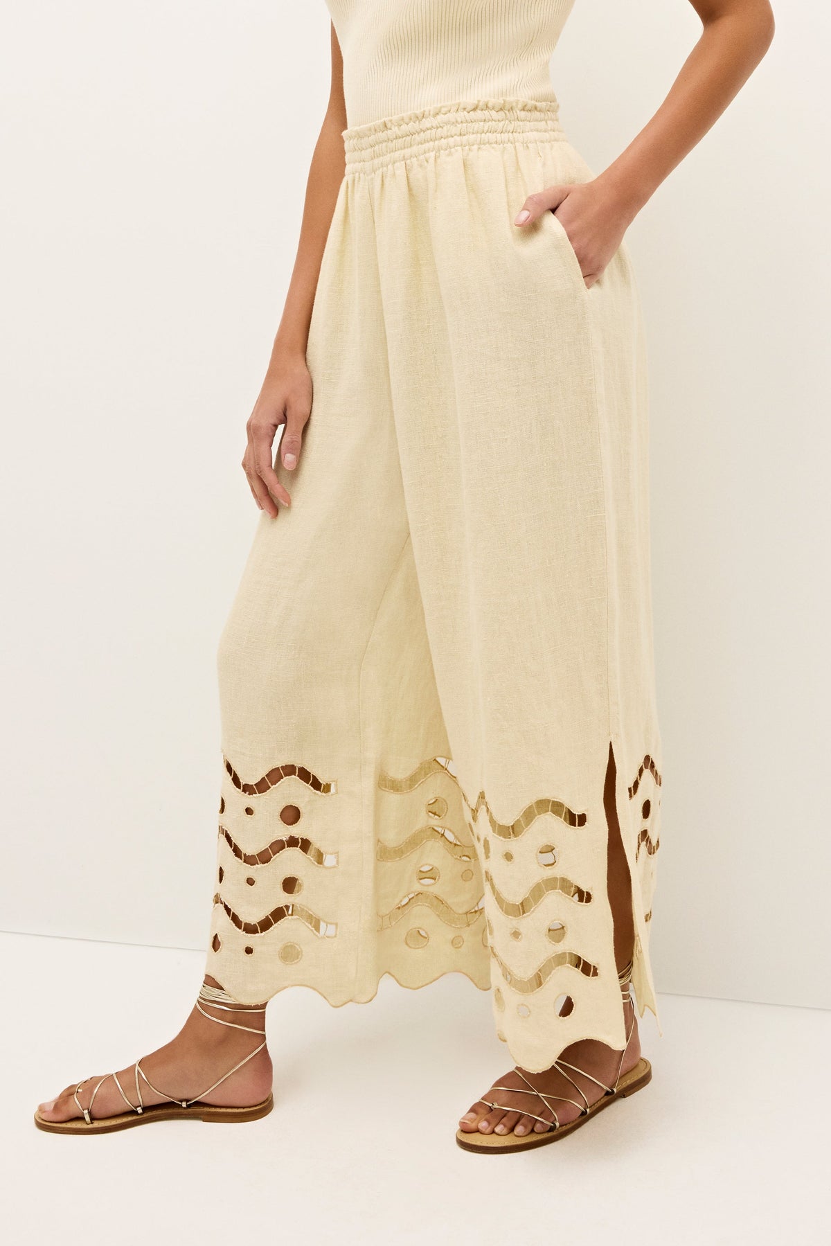 Marin Pant in Birch Eyelet