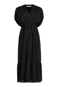 Striped summer dress with short sleeves gathered detailing, and side pockets 