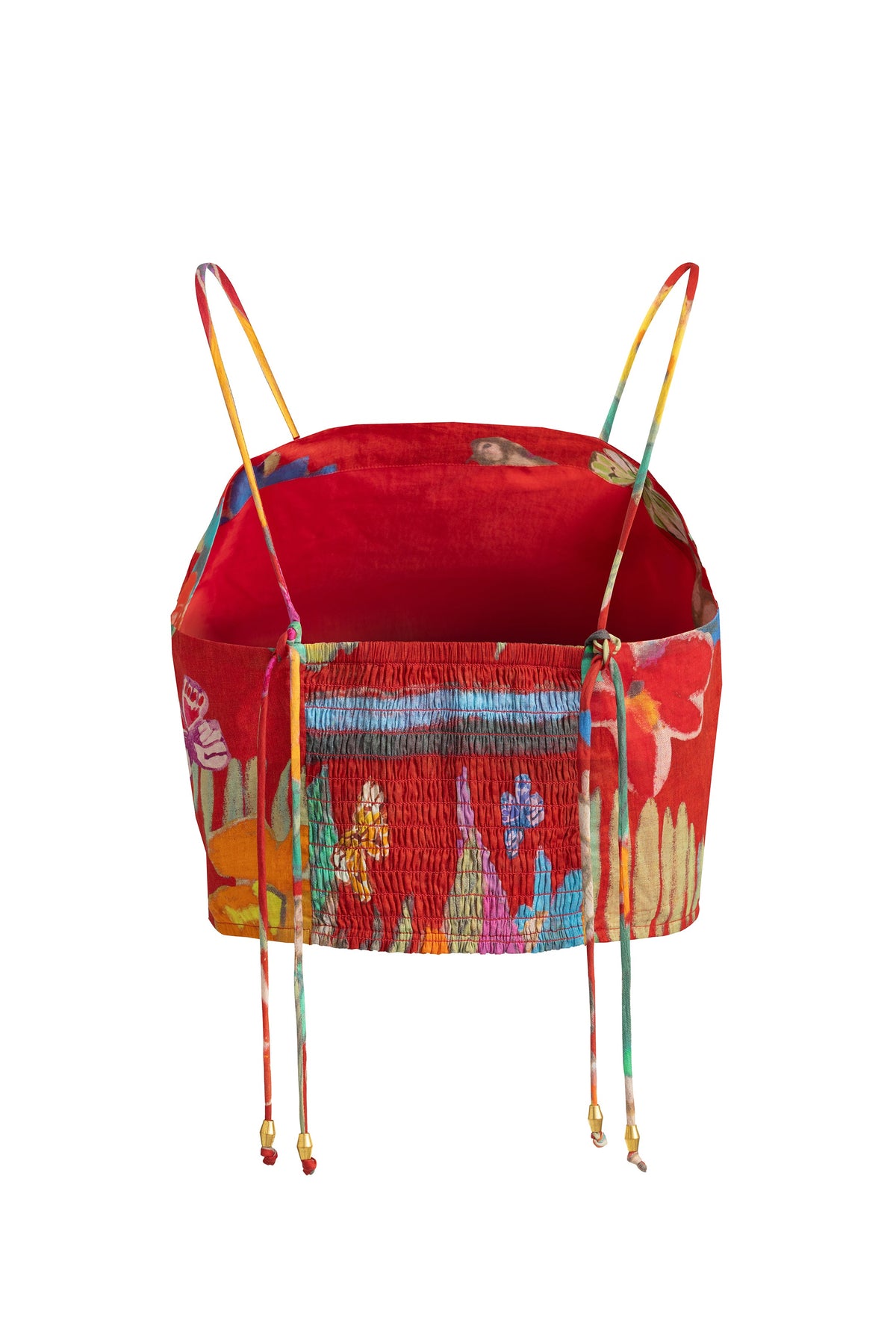Lightweight strappy top with a bold, tropical floral print and fitted silhouette 