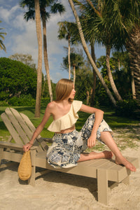 Long blue and white floral printed pant