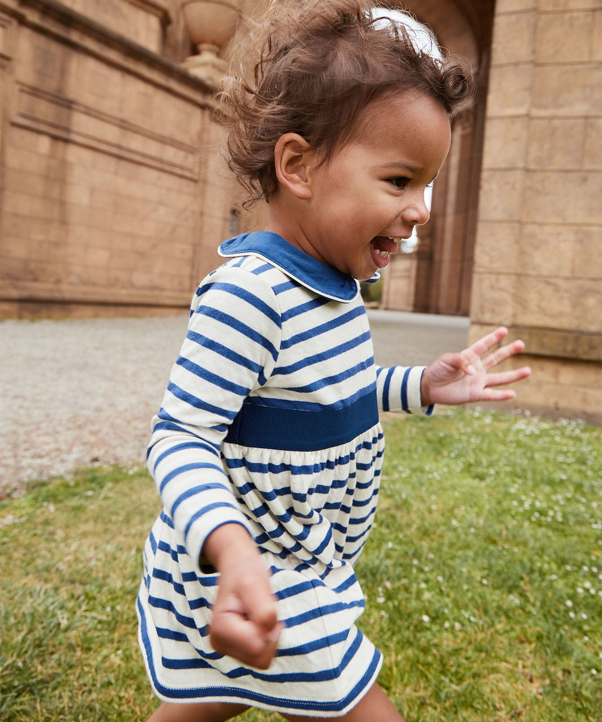 Marie Clare Baby Dress in Navy Stripe