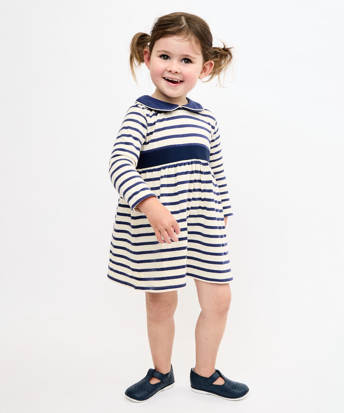 Marie Clare Baby Dress in Navy Stripe