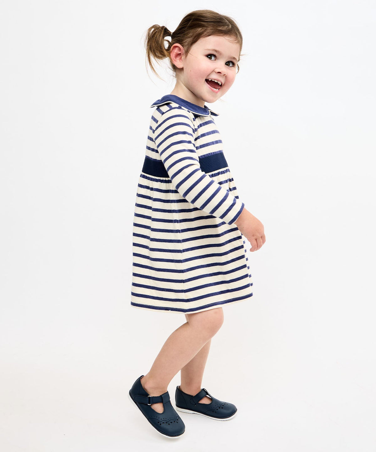 Marie Clare Baby Dress in Navy Stripe