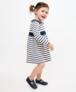 Marie Clare Baby Dress in Navy Stripe