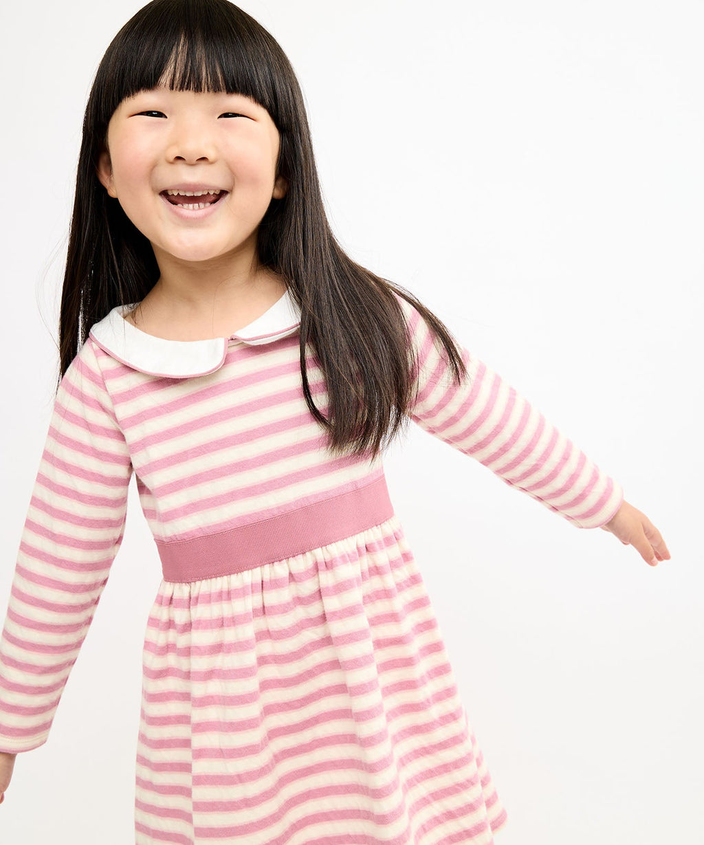 Marie Clare Dress in Rose Rugby Stripe
