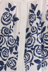 Close up of the Marie Top in White Rose Fence.