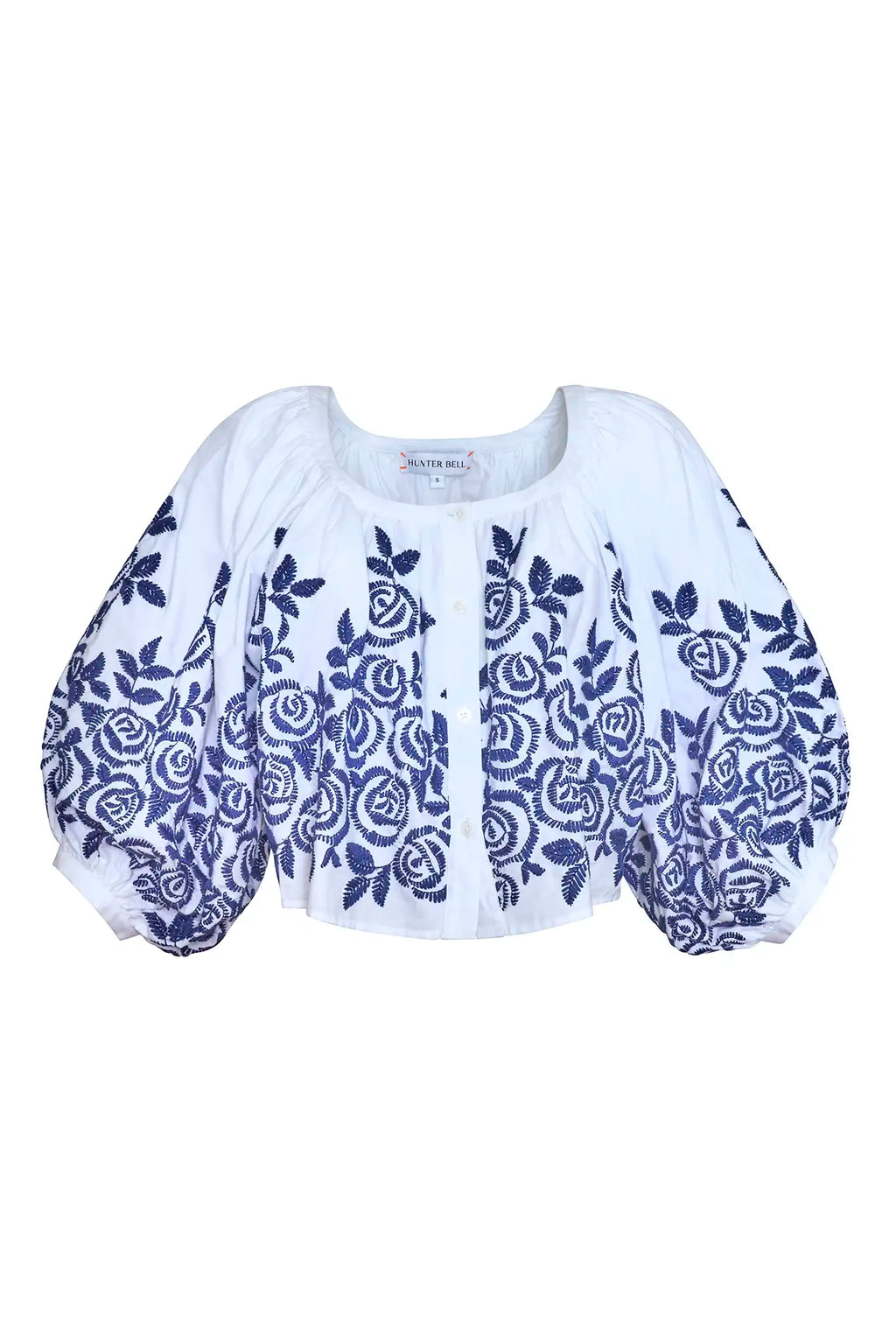 The Marie Top in White Rose Fence paired with denim. 