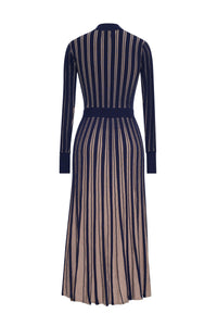 Mariella Dress in Navy/Beige Stripe