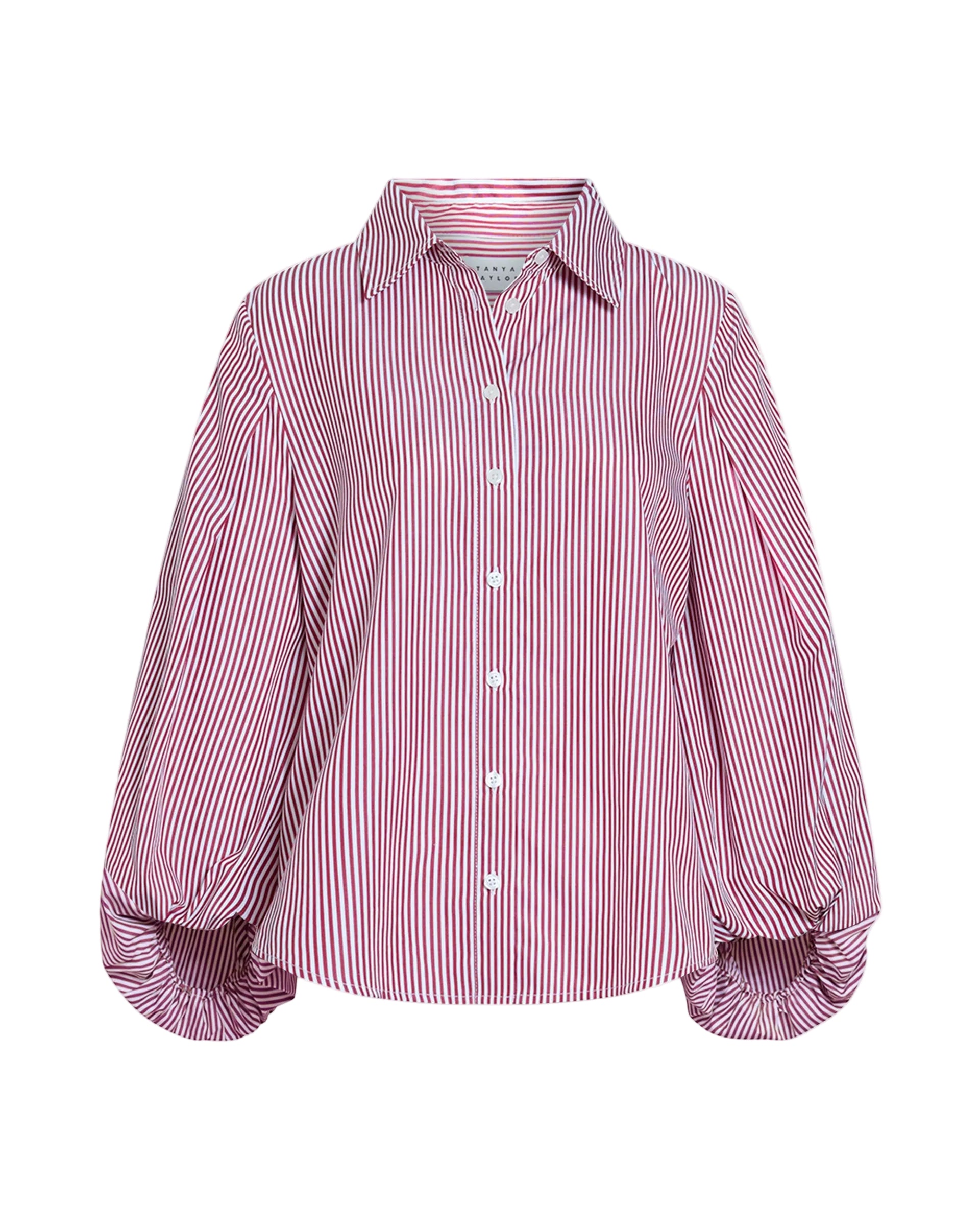 Marina Stripe Top in Deep Redwood/Optic White Multi