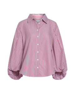 Marina Stripe Top in Deep Redwood/Optic White Multi