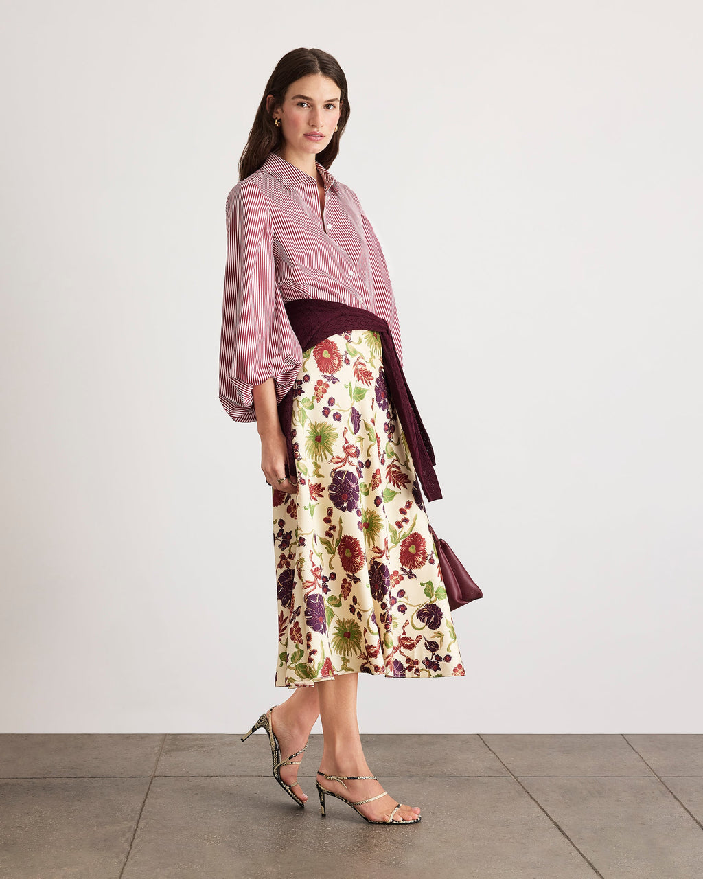 Marina Stripe Top in Deep Redwood/Optic White Multi