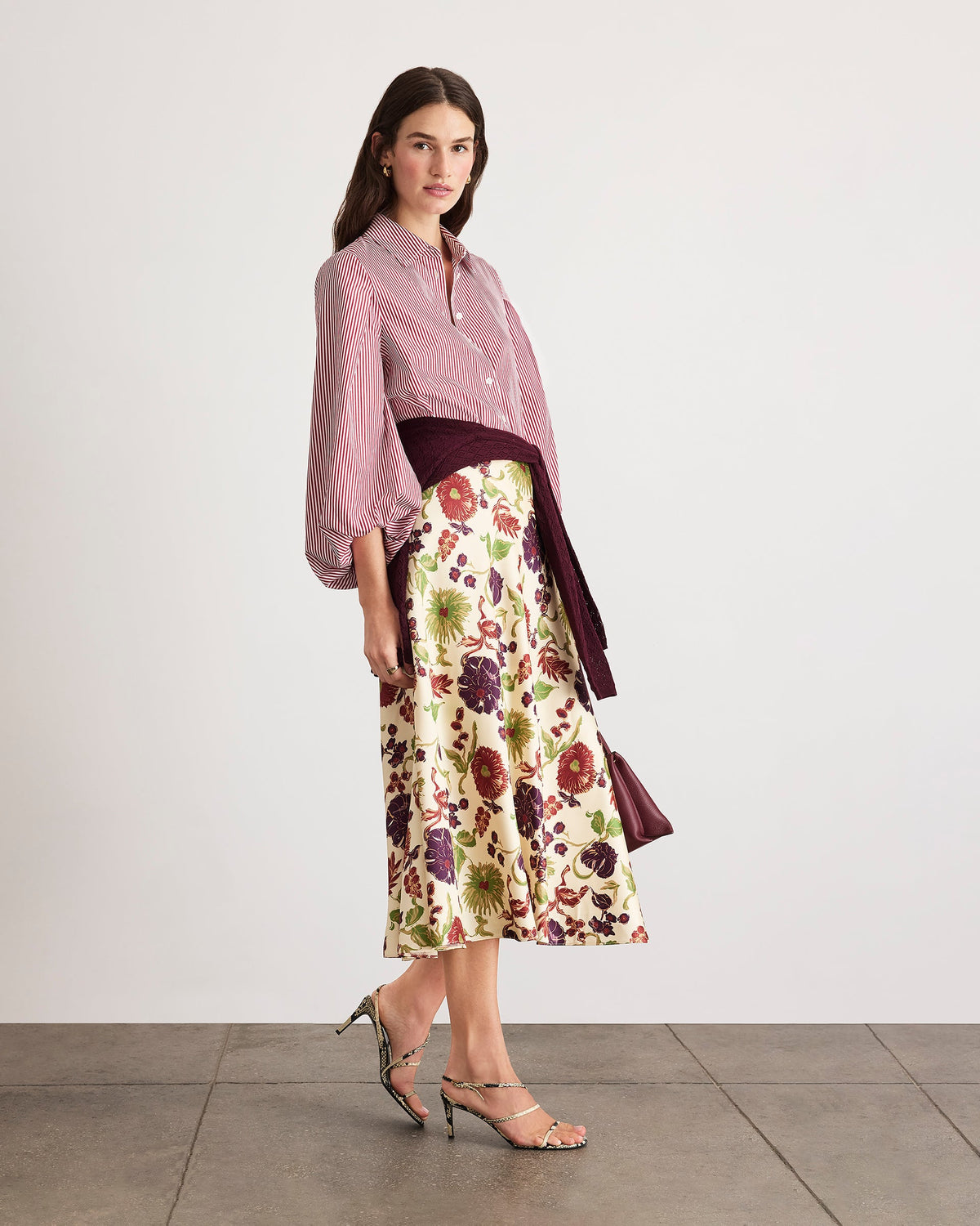 Marina Stripe Top in Deep Redwood/Optic White Multi