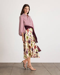 Marina Stripe Top in Deep Redwood/Optic White Multi