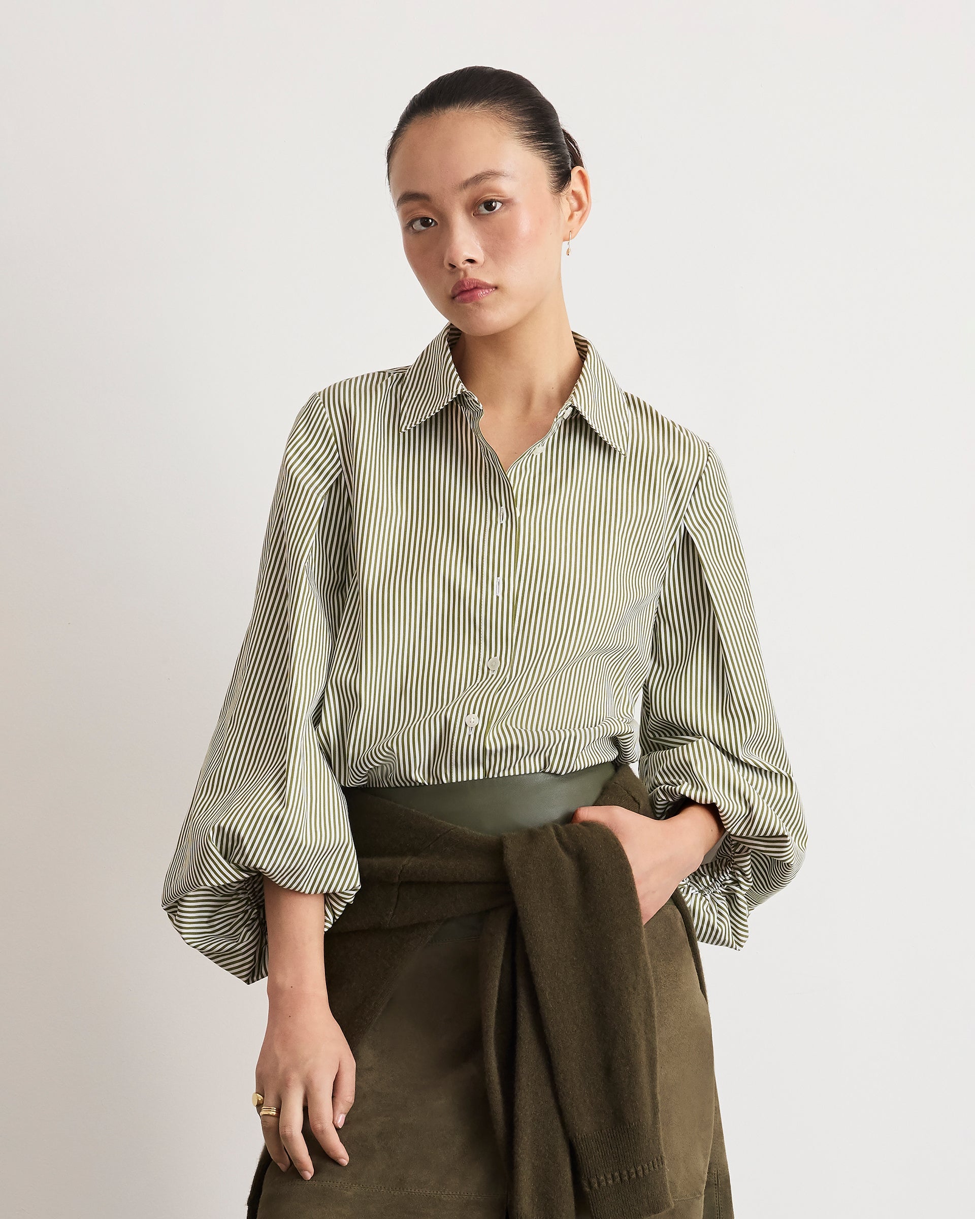 Marina Stripe Top in Sprout/Optic White Multi