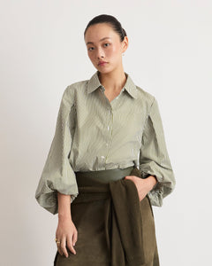 Marina Stripe Top in Sprout/Optic White Multi