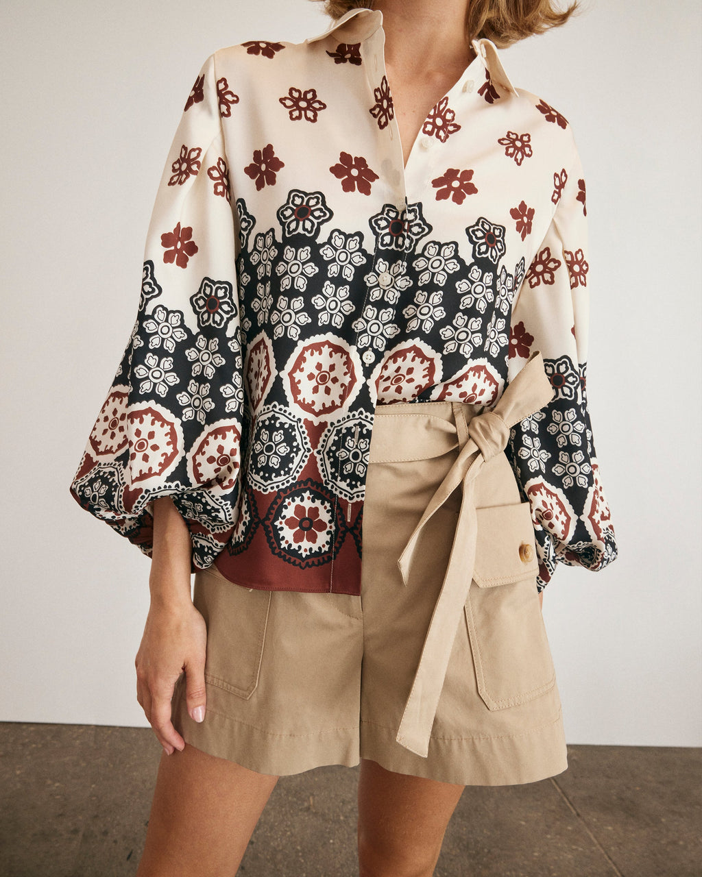 Marina Top in Cream & Deep Clay