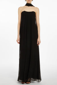 Catalina Black Chiffon Scarf Gown