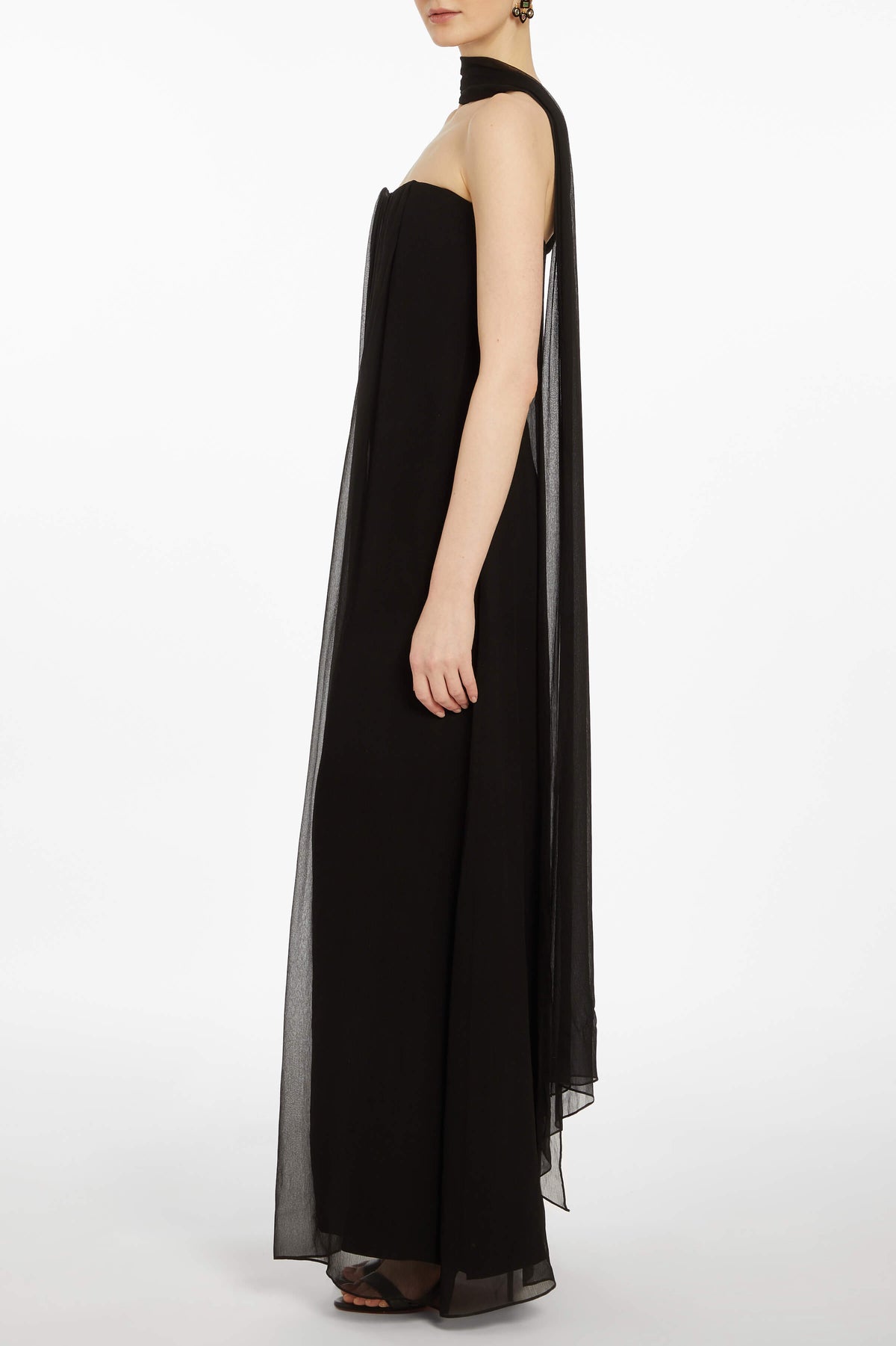 Catalina Black Chiffon Scarf Gown