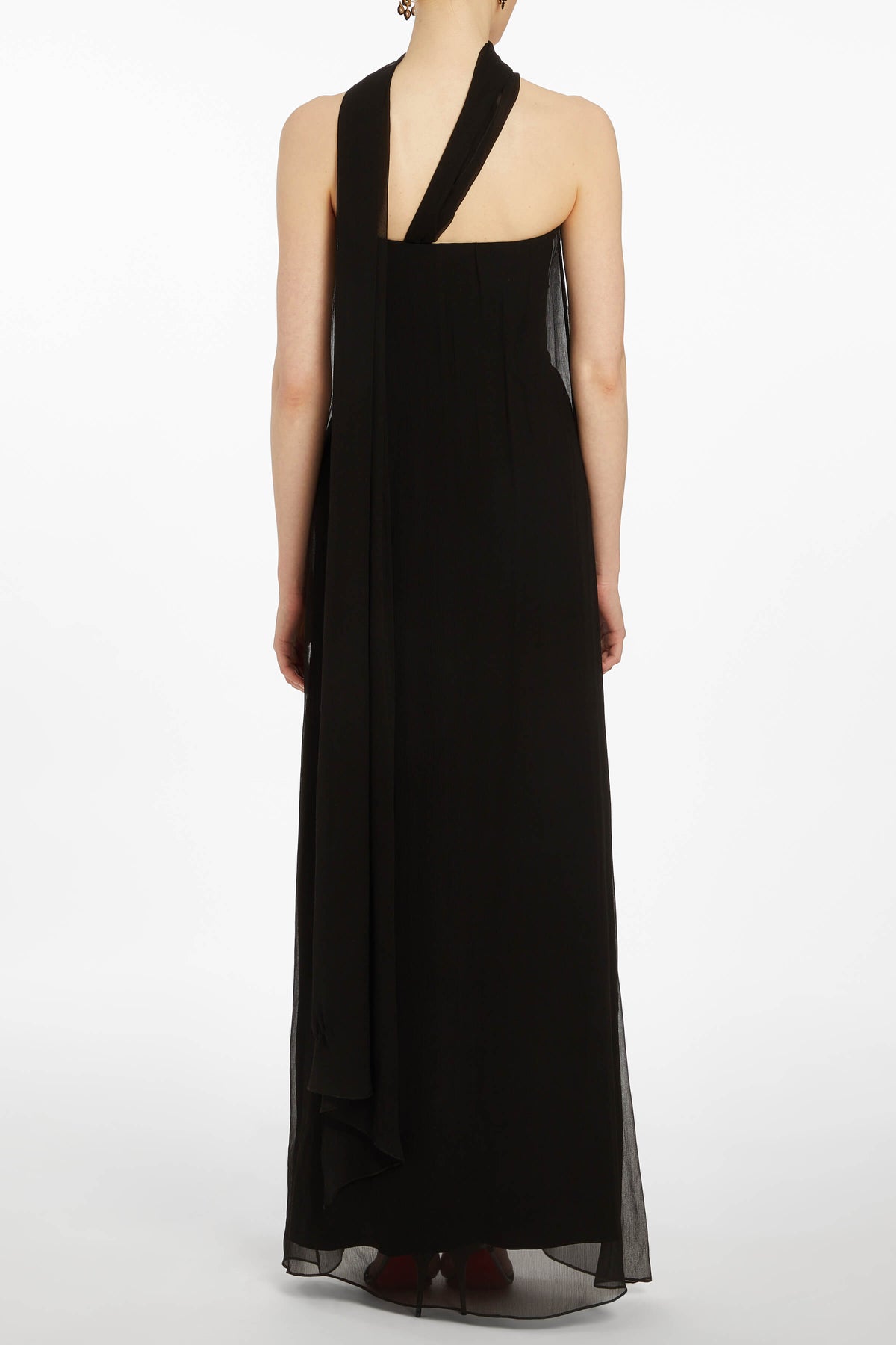 Catalina Black Chiffon Scarf Gown