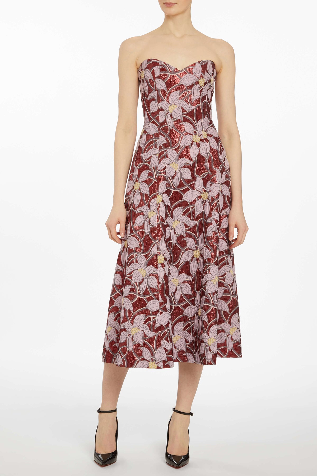 Annalisa Metallic Floral Brocade Midi Dress