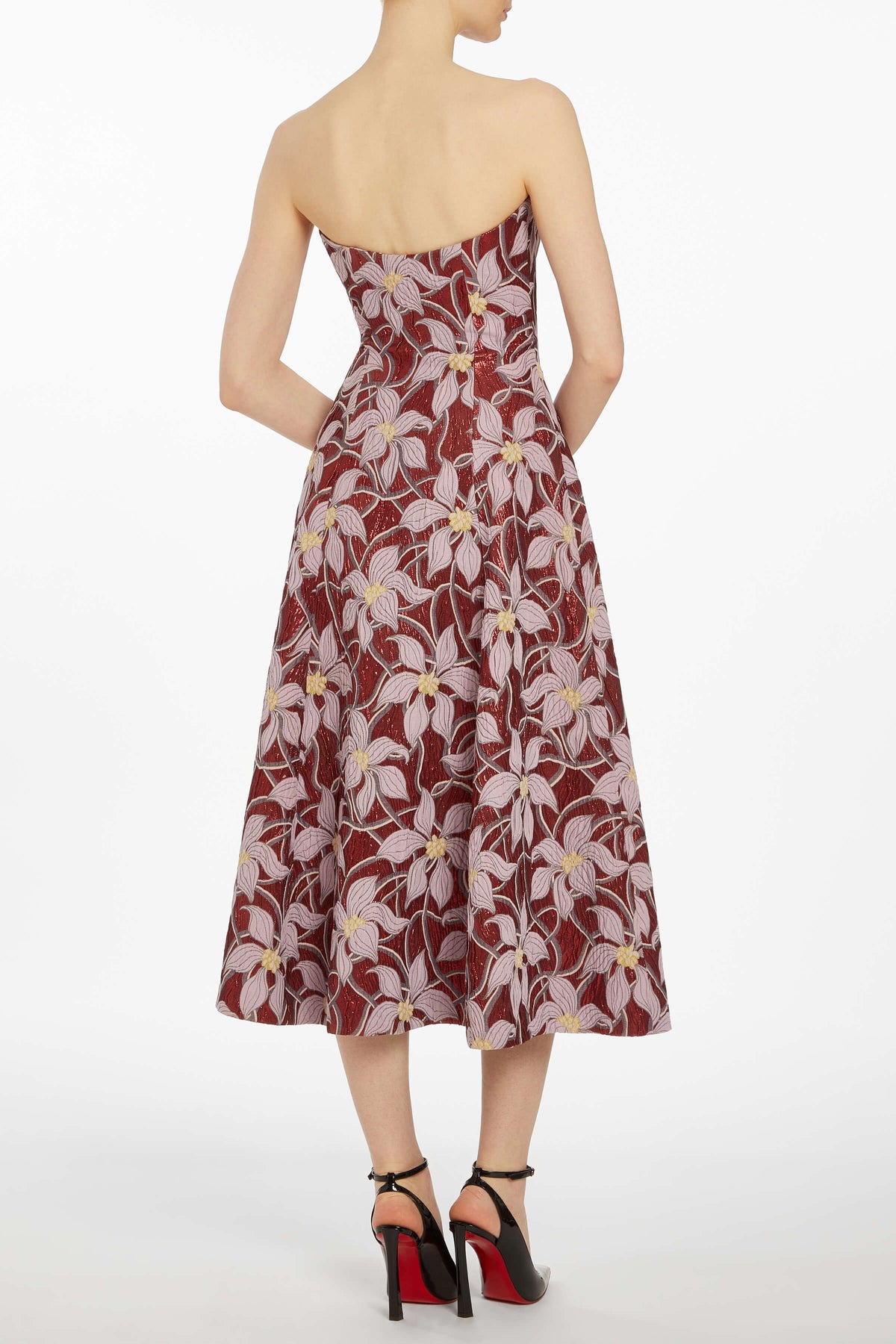 Annalisa Metallic Floral Brocade Midi Dress