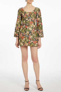 Jane Dark Wild Flower Ikat Mini Dress