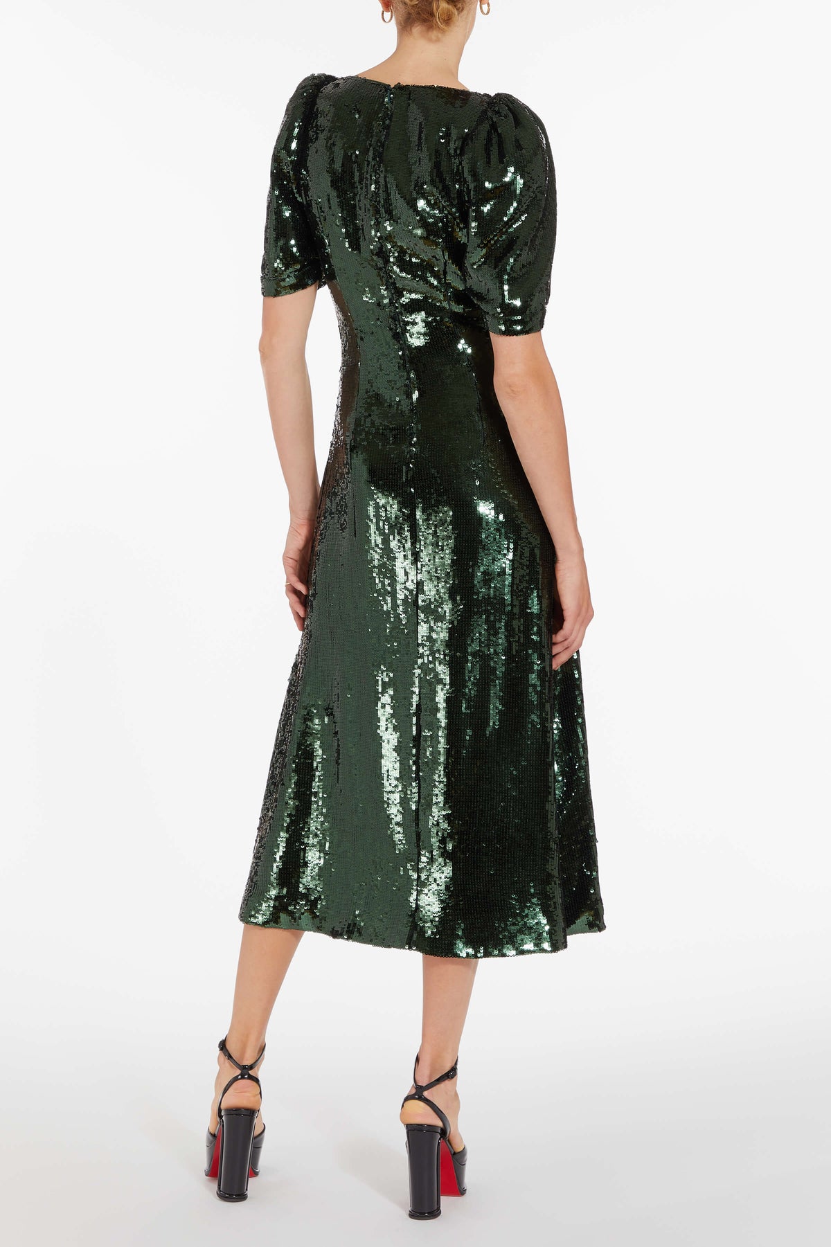 September Emerald Paillette Midi Dress