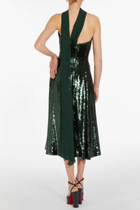 Veronica Emerald Paillette Strapless Midi Dress