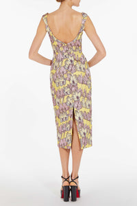 Nina Yellow and Purple Floral Brocade Corset Dress