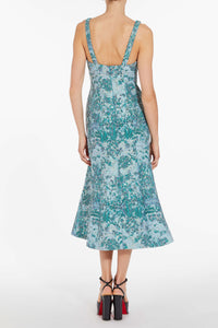 Judith Teal Floral Brocade Midi Dress