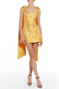 Gita Gold Floral Brocade Mini Dress