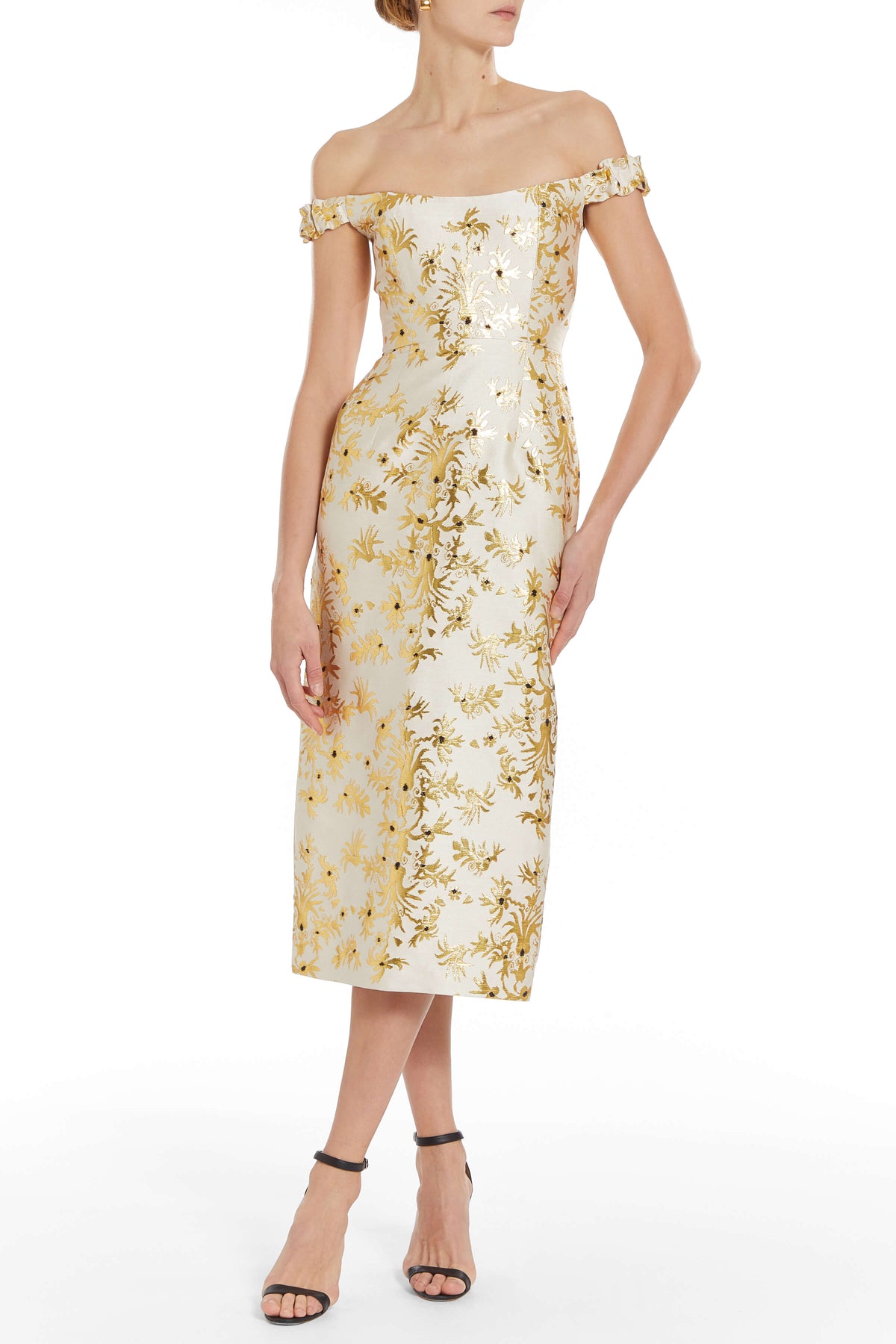 Amina Floral Brocade Midi Dress