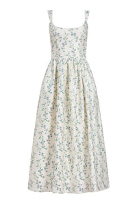 OTM Exclusive: Shantug Silk Apple Beaded Floral Embroidered Corset Midi Dress