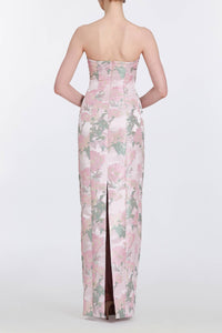 Odessa Light Pink Brocade Column Gown