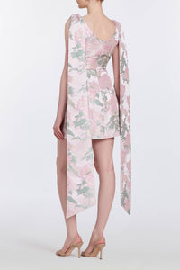 Gita Light Pink Brocade Mini Dress