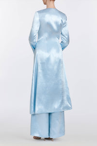 Heidi Ice Blue Hammered Satin Pull On Pant