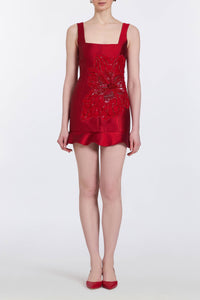 Pippa Hand Beaded Mini Dress With Flounce Hem