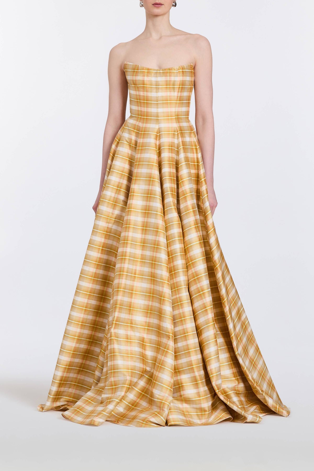 Laila Golden Silk Strapless Gown