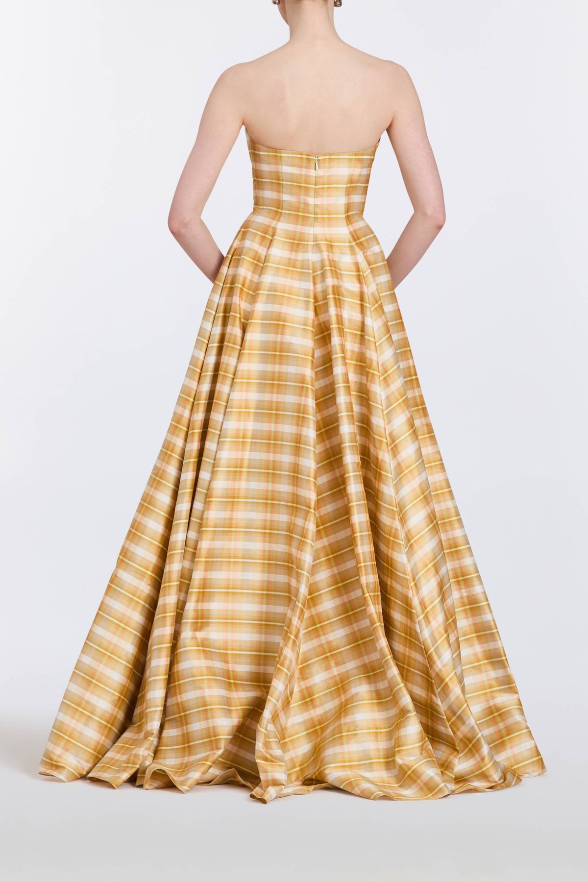 Laila Golden Silk Strapless Gown
