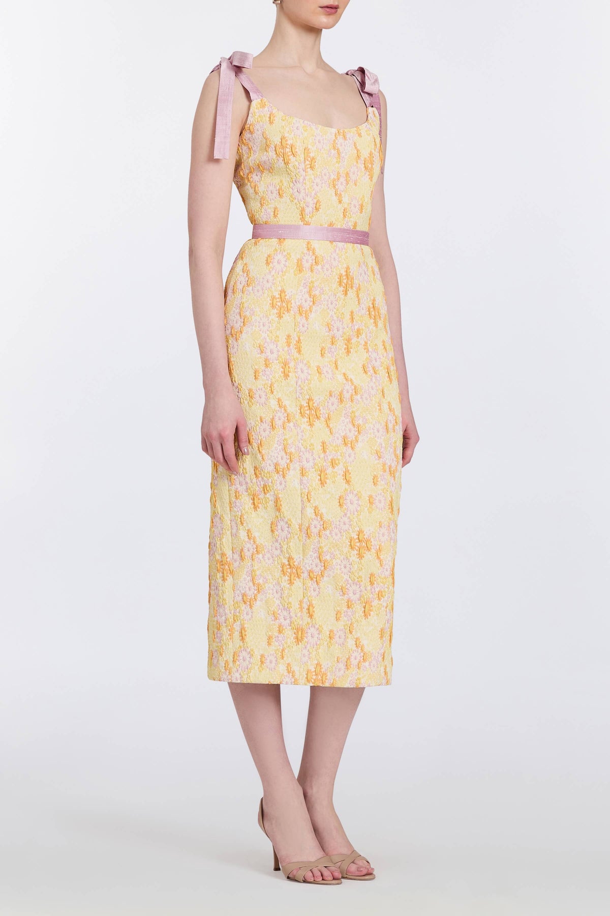 Acacia Belted Daisy Brocade Corset Dress