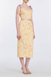 Acacia Belted Daisy Brocade Corset Dress