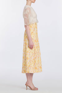 Frances Daisy Stretch Brocade Midi Skirt