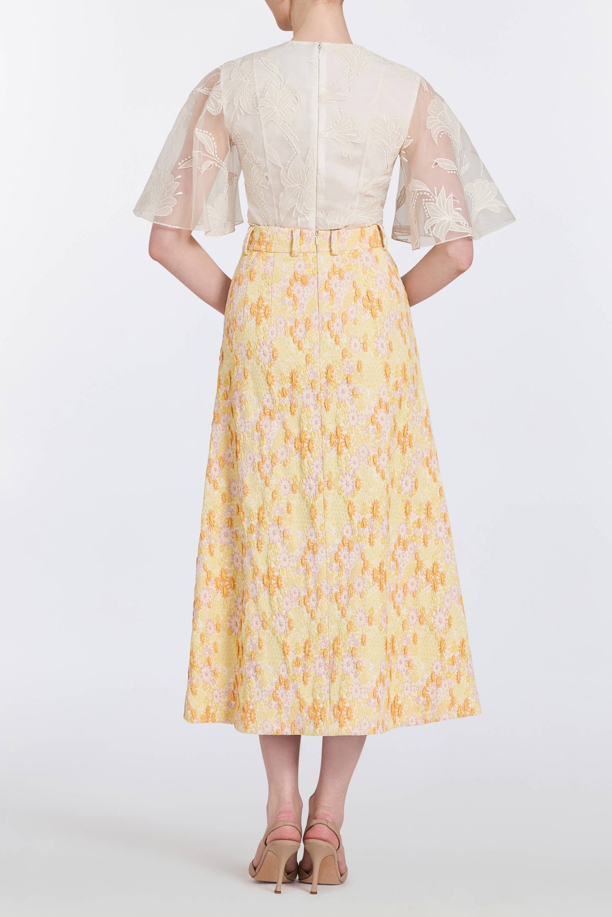 Frances Daisy Stretch Brocade Midi Skirt
