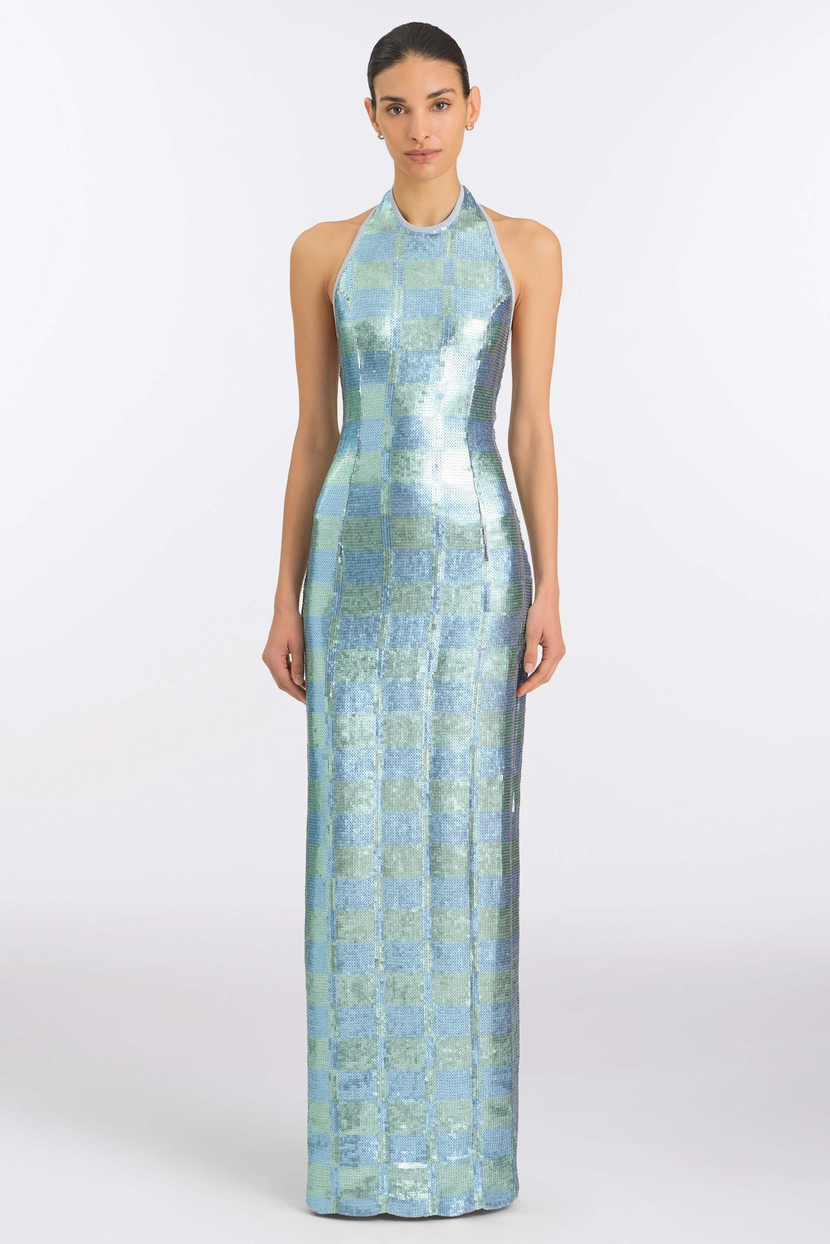 Nerine Gingham Sequin Gown